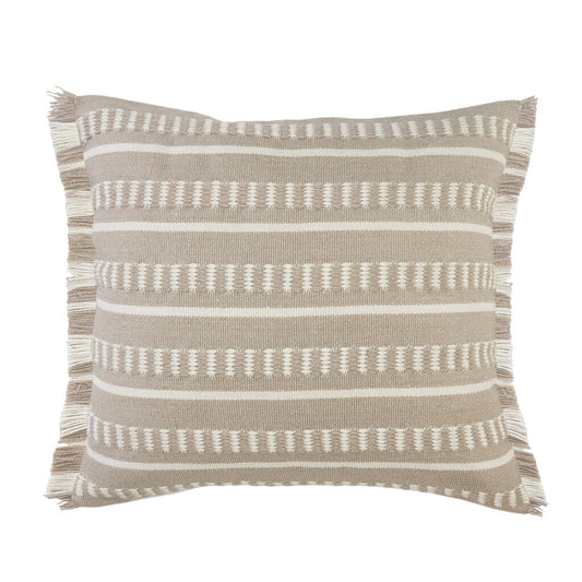 24" X 24" Tan Zippered Coastal Indoor Outdoor Throw Pillow
