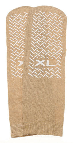Slipper Socks; XL Beige Pair Men's 10-12 Wms 11-13