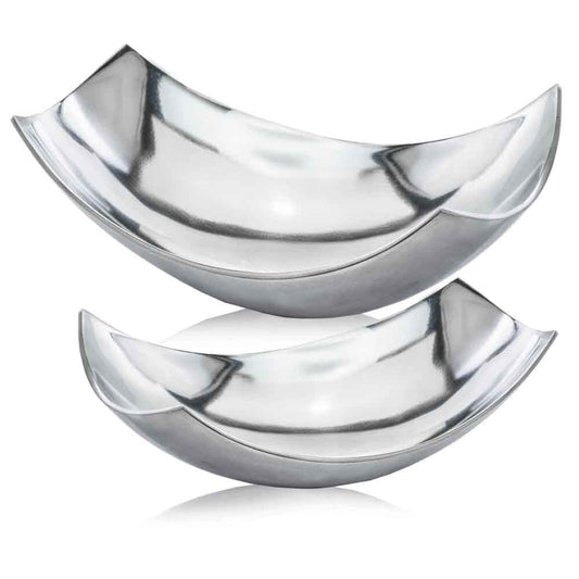 17" Silver Aluminum Scoop Centerpiece Bowl