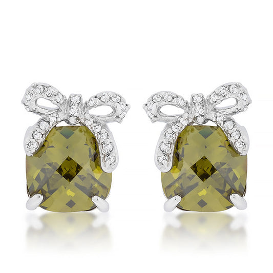 Olivine Drop Earrings with Bow