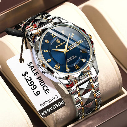 POEDAGAR Top Luxury Men Quartz Watch For Men Sports Waterproof Luminous Stainless Steel Date Week Men's Watches Male Clock reloj