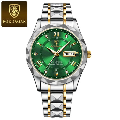 POEDAGAR Top Luxury Men Quartz Watch For Men Sports Waterproof Luminous Stainless Steel Date Week Men's Watches Male Clock reloj