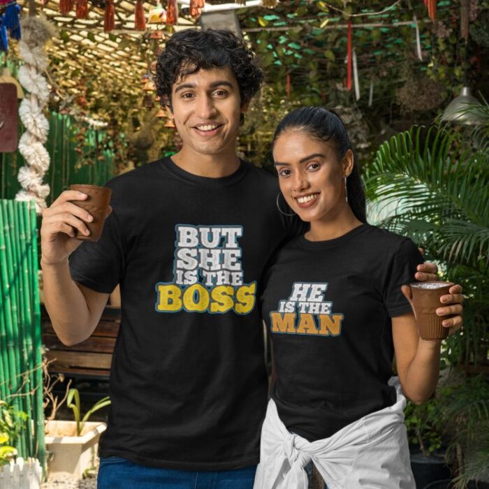 He is The Man But She is The Boss Couple T-shirt