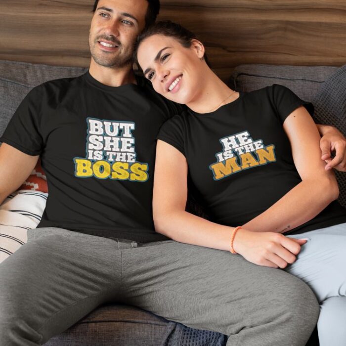 He is The Man But She is The Boss Couple T-shirt