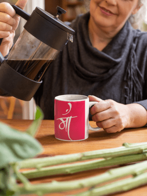 Ceramic Mug With Table Coaster - 1 Piece, Clear, 330 ML