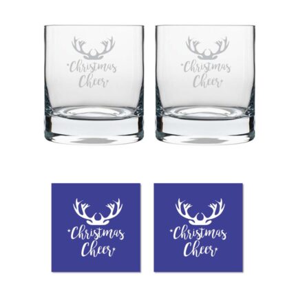 Reindeer Christmas Cheer Whiskey Glasses