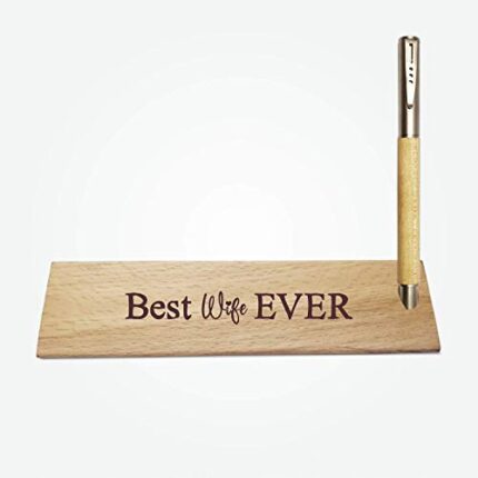 TheYaYaCafe Birthday Gifts Day Gifts Handmade Wooden Pen with Engraved Triangle Pen Box for Wife - Best Wife Ever