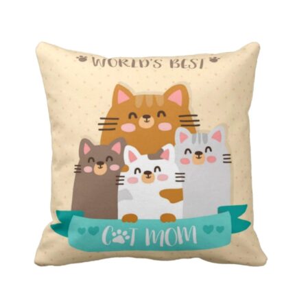 Worlds Best Cat Mom Cushion Cover