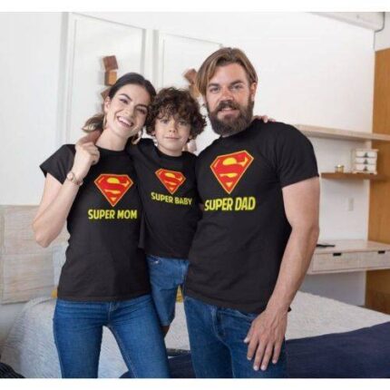 Personalized Super Hero Mom Dad Child Family T shirt