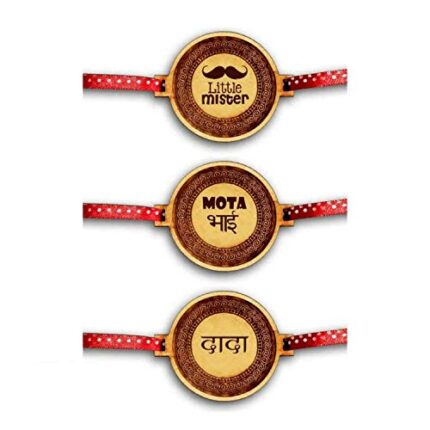 Yaya Cafe Family Rakhi for Brother Combo Set of 3 Engraved Mister Mota Bhai Brothers Rakhi Raksha Bandhan