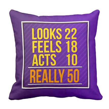Birthday Cushion Cover Printed Look, Feels, Act, Really 50