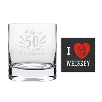 TheYaYaCafe 50th Birthday Gifts, Took Me 50 Years Look Good Engraved Whiskey Glass - 352 ml