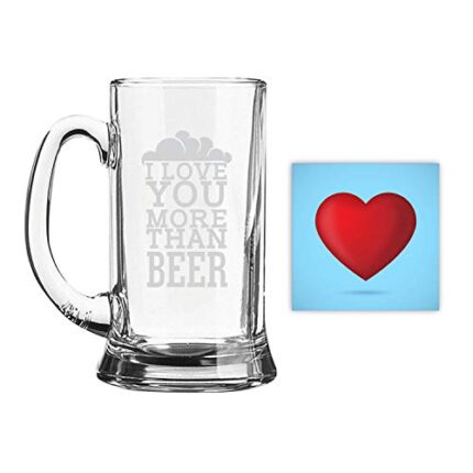 Valentine Gifts for Men I Love You More Than Beer Husband Boyfriend Engraved Beer Mug - Icon Beer 580ml