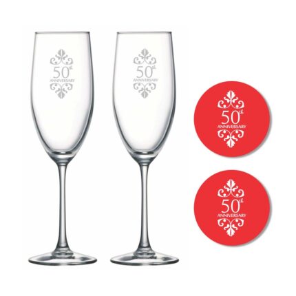 50th Wedding Anniversary Champagne Flutes Set of 2