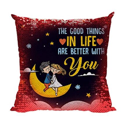 Sequin 180TC Cushion Cover (12X12 Inch Multicolour)