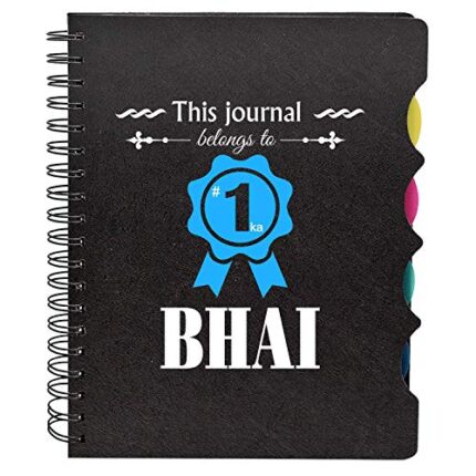 Birthday Gifts for Brother, Wirebound Notebook A5 Size, 300 Ruled Pages Printed No.1 Bhai