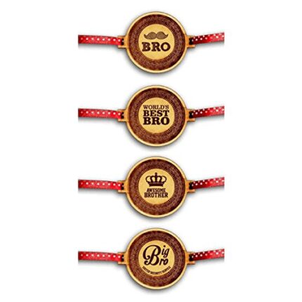 Yaya Cafe Family Rakhi for Brother Set of 4 Engraved Best Awesome Moustaches Big Brothers Rakhi Raksha Bandhan