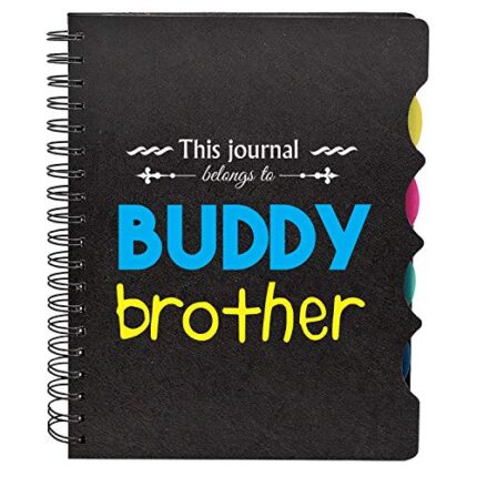 Birthday Gifts for Brother, Wirebound Notebook A5 Size, 300 Ruled Pages Printed Buddy Brother