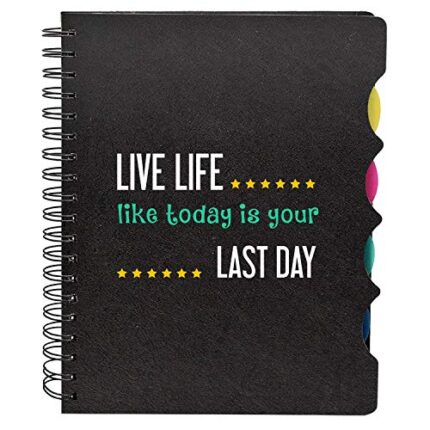 Wirebound Travel Pad Notebook A5 Size, 300 Ruled Pages Live Life Like Motivational Quote Printed Notepad
