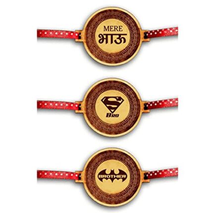 Yaya Cafe Family Rakhi for Brother Combo Set of 3 Engraved Super Batmen Bhau Brothers Rakhi Raksha Bandhan