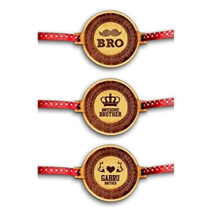 Yaya Cafe Family Rakhi for Brother Combo Set of 3 Engraved Awesome Moustaches Gabru Brothers Rakhi Raksha Bandhan