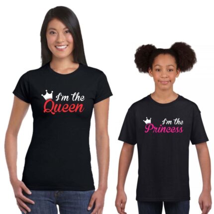 I Am Queen Princess Mom And Daughter Family Tshirts