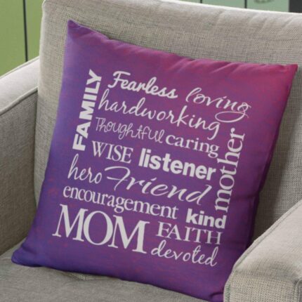 Mothers Day Gift Cushion cover Fearless Loving Mom Printed Throw Pillow Sofa - Purple