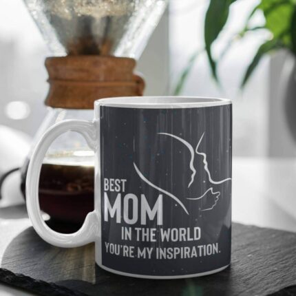 Best Mom in The World Ceramic Coffee Mug with Coaster