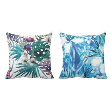 Aqua Floral Cushion Cover Set of 2