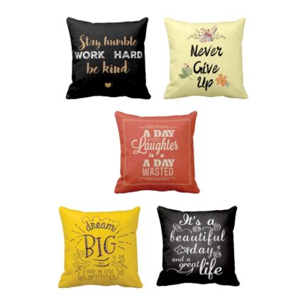 Work Hard Dream Big Slogan Cushion Covers - Set of 5