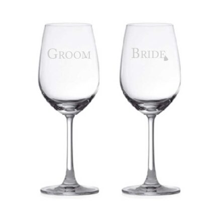 Personalized Bride & Groom Wedding Wine Glasses