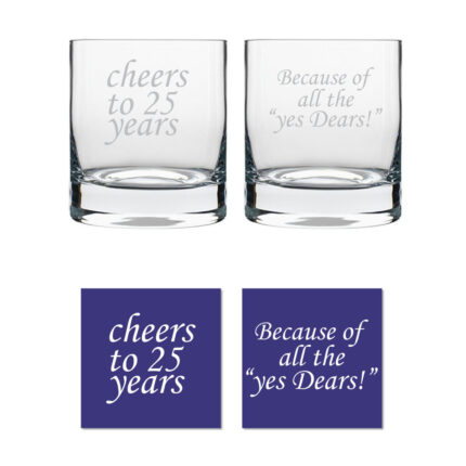 Cheers 25th Anniversary Whiskey Glasses