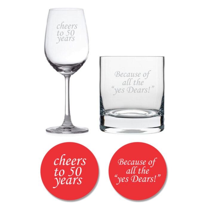 Cheers 50th Anniversary Whiskey Wine Glass