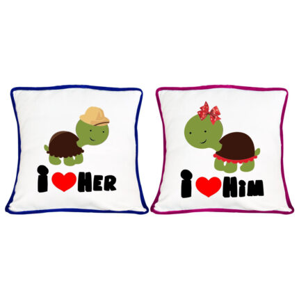 Cute Him and Her Turtle Couple Cushion Covers