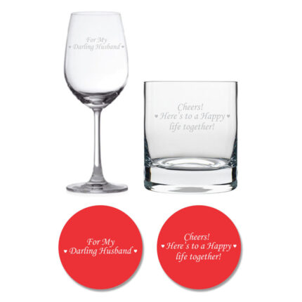 Darling Husband Happy life Together Whiskey Wine Glasses