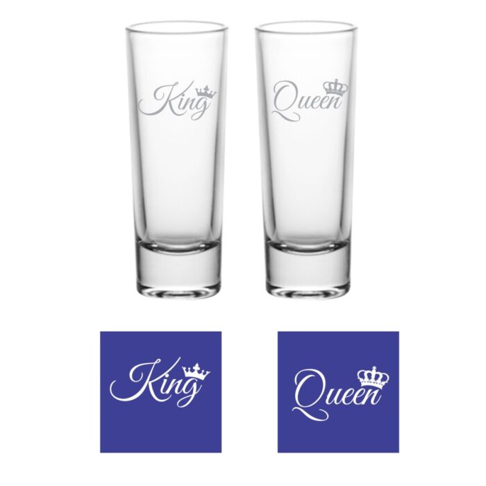Engraved King Queen Shot Glasses