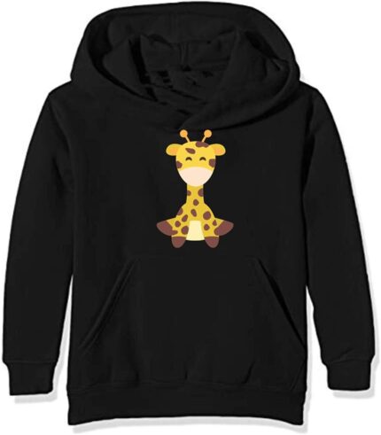 Giraffe Sweatshirt Black with Kangaroo Pockets