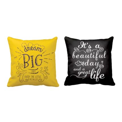 Dream Big and Great Life Quotes Cushion Covers Set of 2