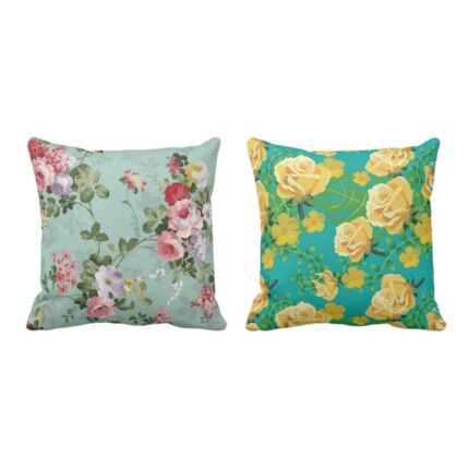 Green Floral Cushion Cover Set of 2