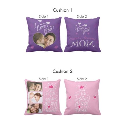 Personalized I Love You mom both Side Printed Cushion Covers Set of 2