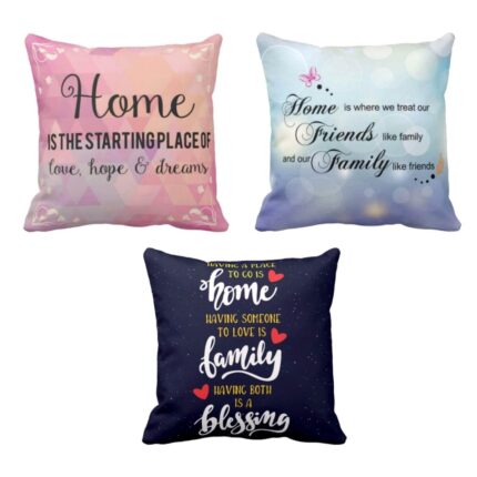 Home Friends Family Printed Cushion Covers Set of 3
