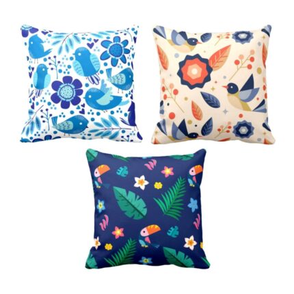 Magnetic Floral Cushion Covers Set of 3