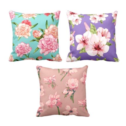 Symmetrical Resplendent Delicate Floral Cushion Covers Set of 3