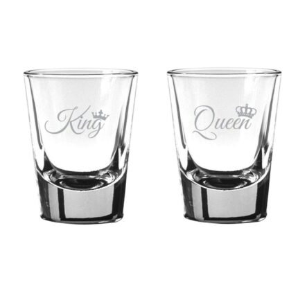 Engraved King Queen Shot Glasses Set of 2