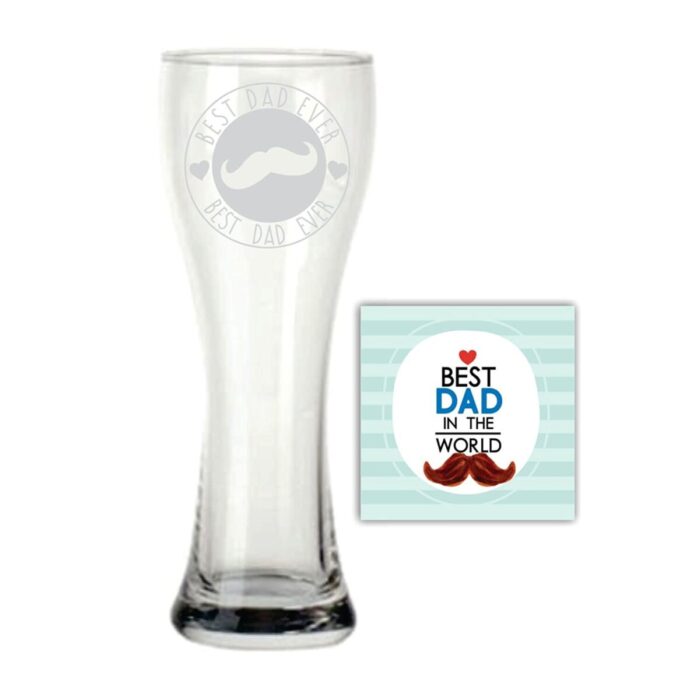 Moustaches Best Dad Ever Beer Pilsner Glass