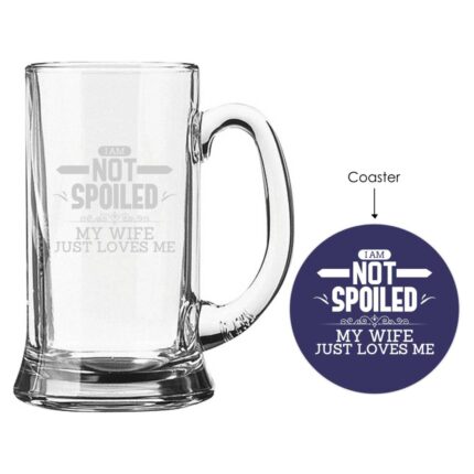 My Wife Loves Me Husband Beer Mug with coaster