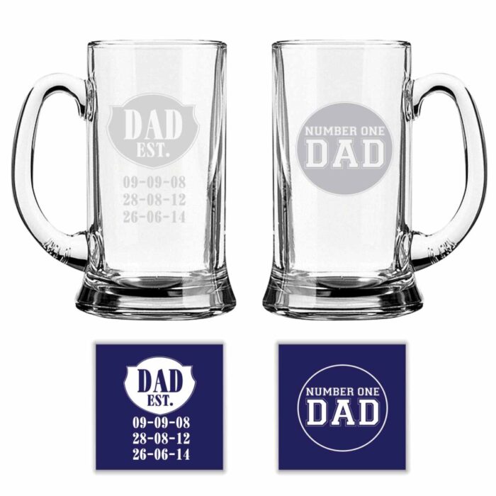 Number One Dad beer Mug Set Of 2