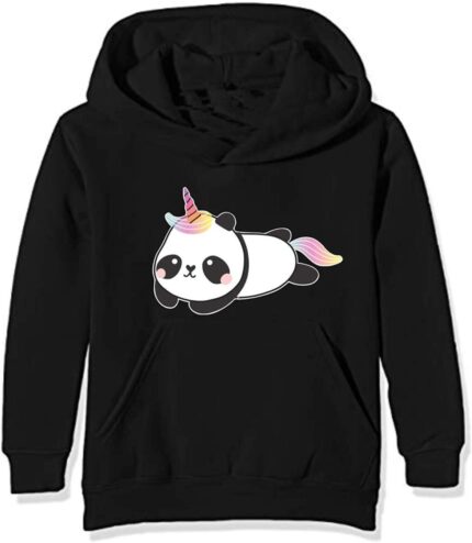 Panda Sweatshirt Black with Kangaroo Pockets
