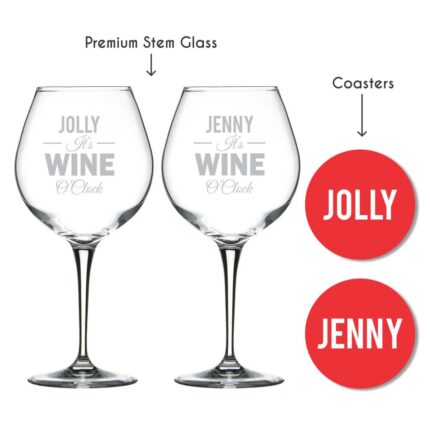 Personalized It's Wine O'Clock Wine Glass