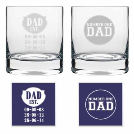 Personalized Established Dad Whiskey Glasses Set of 2